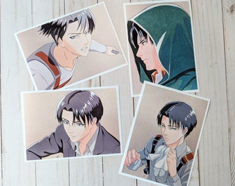 May include: Four different illustrations of a young man with blue eyes and gray hair. The illustrations are in a cartoon style and are drawn with colored pencils. The man is wearing different outfits in each illustration.