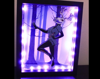 Wendigo Cryptid Light Box with Purple LED Lights Tattoo Double Pane Glass Photo Frame Picture Windigo Gift Christmas Birthday Bright Light