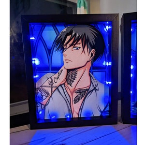 Anime Light Box With Blue LED Lights Double Pane Glass Photo Frame