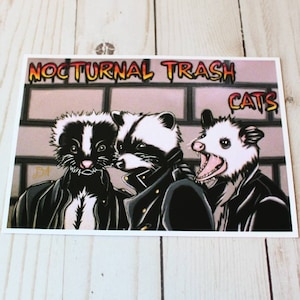 Nocturnal Trash Cats Glossy Print 5x7 ou 8x10 Art Photo Raton laveur Racoon Opossum Possum Skunk Trash Cats