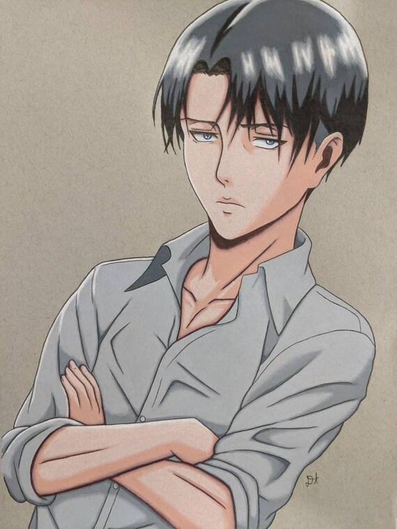 Levi Ackerman Colored Pencil Drawing Shingeki No Kyojin Anime Etsy
