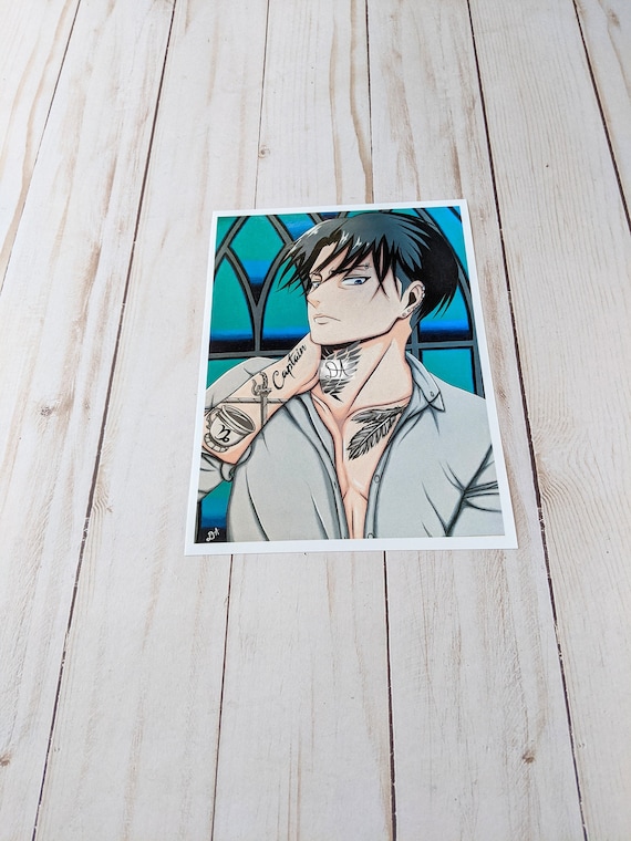 Glossy Art Print Tattoo Levi Ackerman Tattooed Attack On Titan Etsy