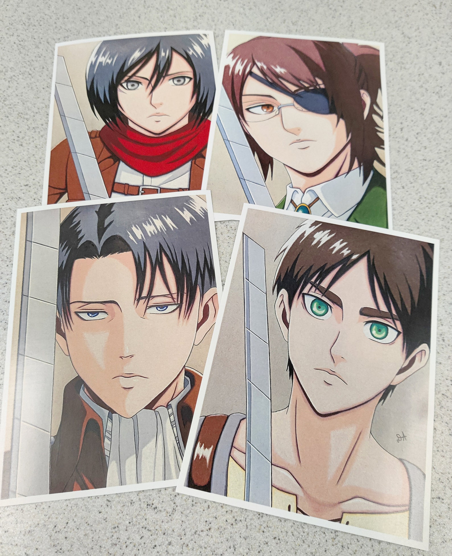 AOT Sword Print Set Levi Eren Hanji Mikasa Attack on Titan Etsy