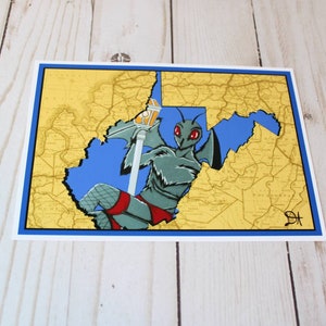 Mothman West Virginia Print Point Pleasant WV Pinup Sexy Mothman Red Eyes 5x7 Print Cryptid Cryptids