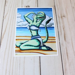 Nessie Loch Ness Monster Pinup Art Print Cryptid Glossy Prints Cryptids Lochness Monster Swimsuit