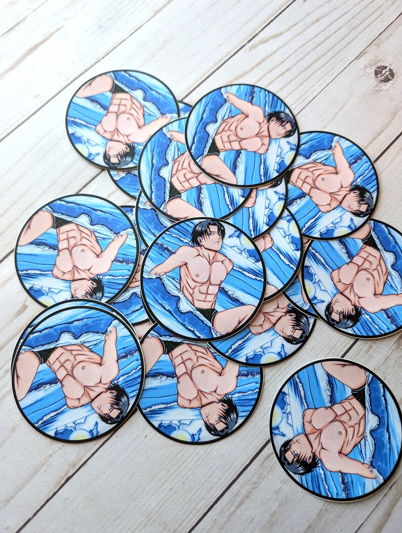 Swim Trunks Sticker Sexy Captain Circle Waterproof Sticker Anime Manga Ocean Swimsuit Sea ...