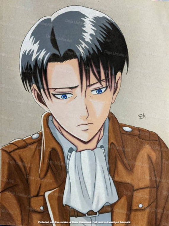 Levi Ackerman Colored Pencil Drawing Shingeki No Kyojin Anime Etsy