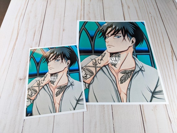 Glossy Art Print Tattoo Levi Ackerman Tattooed Attack On Titan Etsy