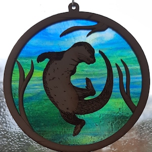 Otter suncatcher glass Stunning Stained Glass Lightcatcher animal animals otters