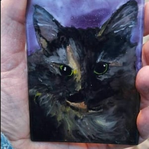 Pet portait in glass MADE TO ORDER Special Stunning custom cat/dog/rat/mouse pet portrait in beautiful fused glas  rainbow bridge