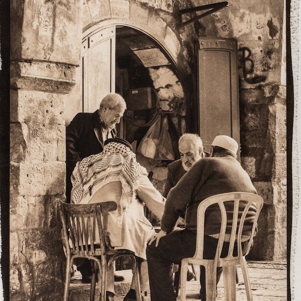 Backgammon Players, Jerusalem, 2008, Palladium Print.