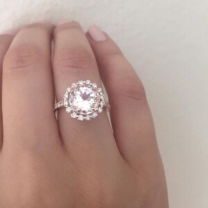 14K Rose Gold, White Gold Morganite and Diamond Ring Style #4736