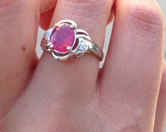14K White Gold, Rose Gold, Yellow Gold Ring with Natural Ruby and Diamond Stones