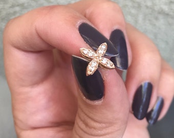 14K Rose Gold Diamond stenen oorbellen