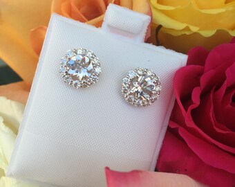 14K Weissgold Morganit und Diamond Halo Nieten