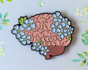 Forget-Me-Not Floral Brain Enamel Pin