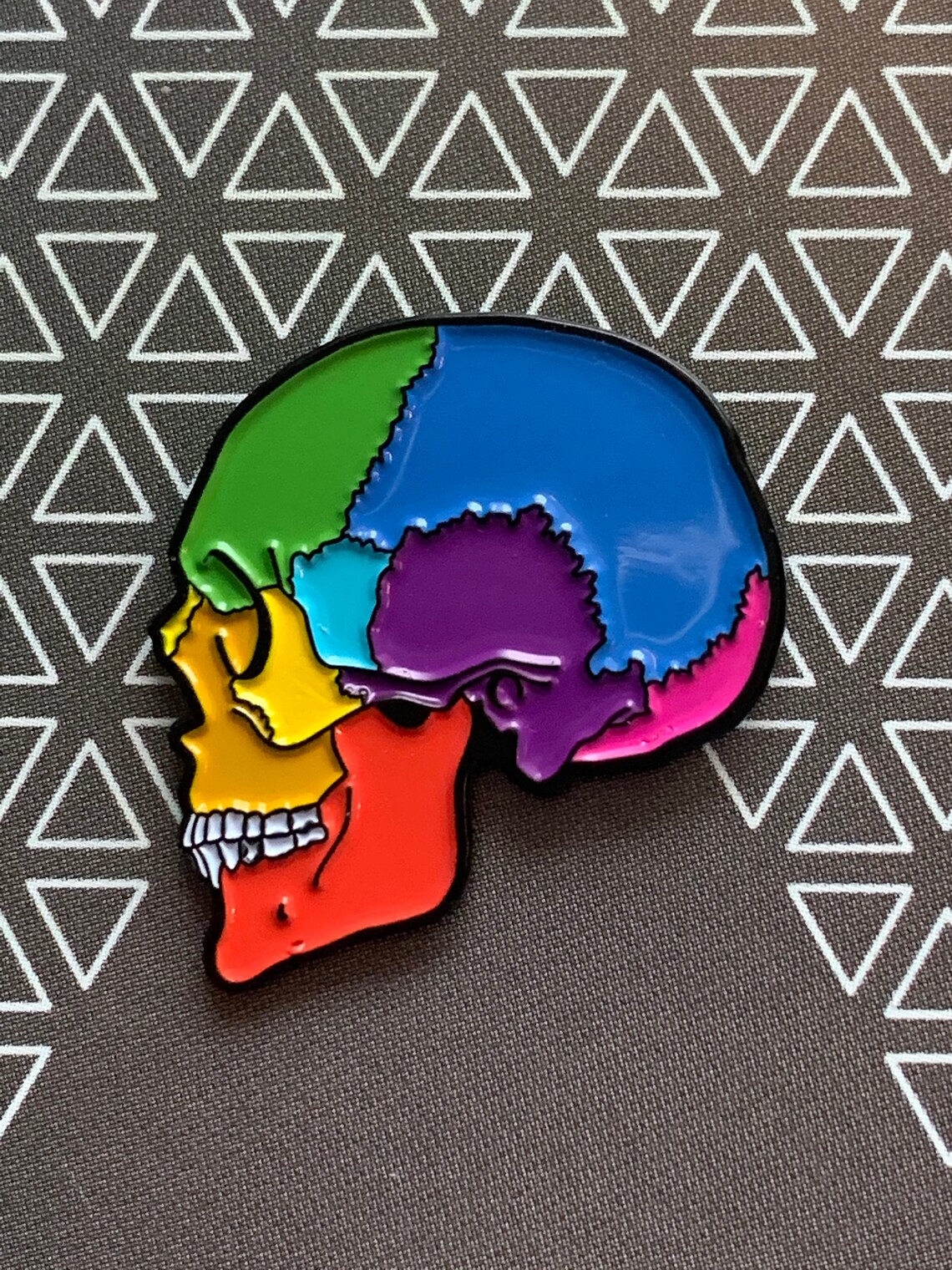 Rainbow Skull Enamel Pin Etsy