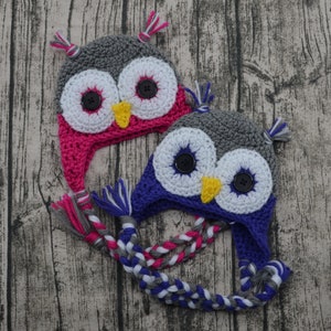 Uil hoeden-pasgeboren Owl Hat-Ready to Ship-meisjes Hat-roze hoed-paarse hoed-muts-haak-Newbor-gehaakte hoed-winter Hat-val