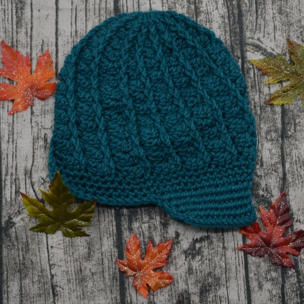 Crochet Girls Newsboy Hat - Newsboy Hat - Ready to ship - Girls Hat - Teal Newsboy Hat - Teal - Winter Hat - Fall Hat - Crochet Hat