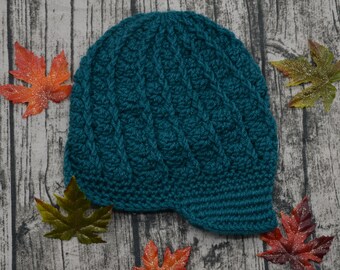 Crochet Girls Newsboy Hat - Newsboy Hat - Ready to ship - Girls Hat - Teal Newsboy Hat - Teal - Winter Hat - Fall Hat - Crochet Hat