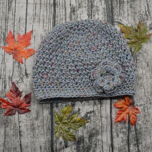 Girls Crochet Beanie - Girls Beanie - GIrls Crochet Hat - Crochet Hat - Grey Hat - Tweed Hat - Winter Hat - Fall Hat - Girls Accessory