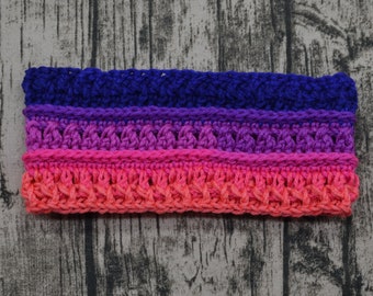 Ready to ship child ear warmer, girls crochet ear warmer, crochet ear warmer, girls accessory, pink ear warmer, purple ear warmer, gift idea