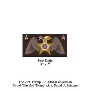Star Eagle ~ 12&quot; x 6&quot; papieren patroon voor PUNCH NEEDLE door The Art Tramp/HOOKER Collection