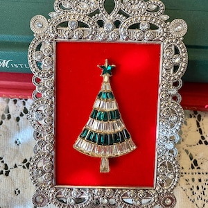 Ornate Jewelry Frame, Christmas Tree Frame,  Tree Brooch, Art Deco Victorian Style, Christmas Decor