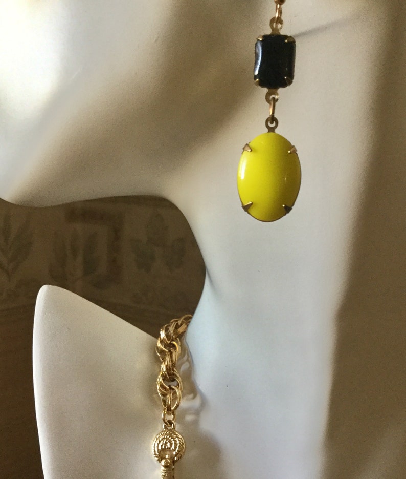 Christmas Gift for Her Steelers Gift 1940\u2019s Milk Glass Gift under 25 Steelers Earrings Black and Yellow Milk Glass Upcycled Earrings