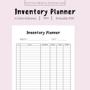 Inventory Planner Sheet, Inventory Tracker, Small Business Organizer, Product Inventory, Planner Template 8x11
