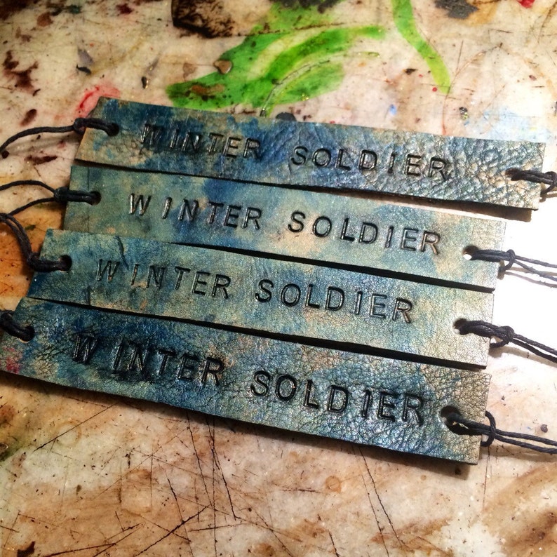 Winter Soldier Fandom Inspired Leather ID Bracelet image 2