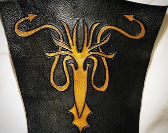 Greyjoy Sigil Leather Laced Full Arm Bracer Armor