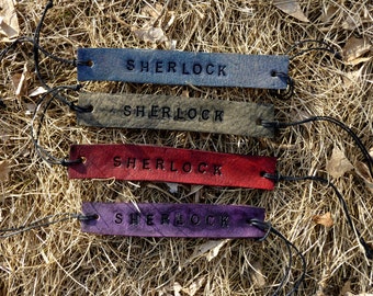 Sale Sherlock Inspired Tie Up Leather Fandom ID Bracelet