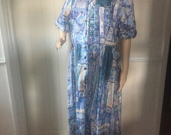 Origin Authentic Vintage Button Front Print Dress sz 14/16
