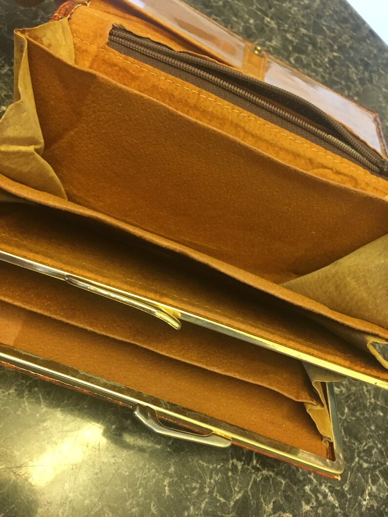 Etienne Aigner Authentic Vintage Glossy Tan Croc Leather Purse
