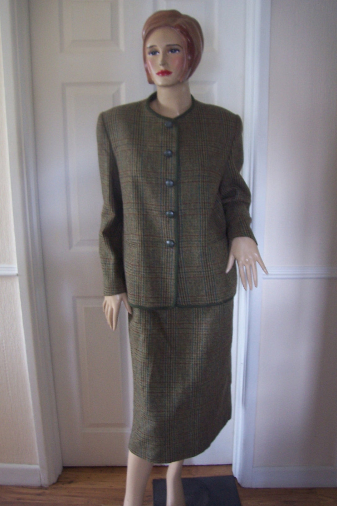 Brian Tucker Ireland Classic Wool Check Vintage Winter Suit Sz - Etsy