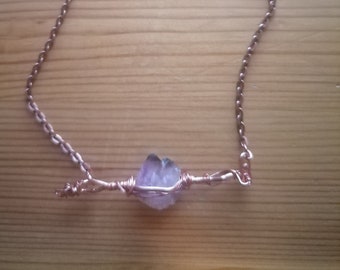 Amethyst from Finland and copper pendant