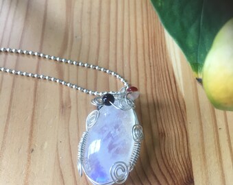 Moonstone and Garnet and Agate Necklace