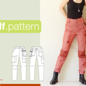 PDF sewing pattern for women Work pants -Azuki- (size 32-52)