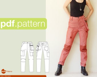 PDF sewing pattern for women Work pants -Azuki- (size 32-52)