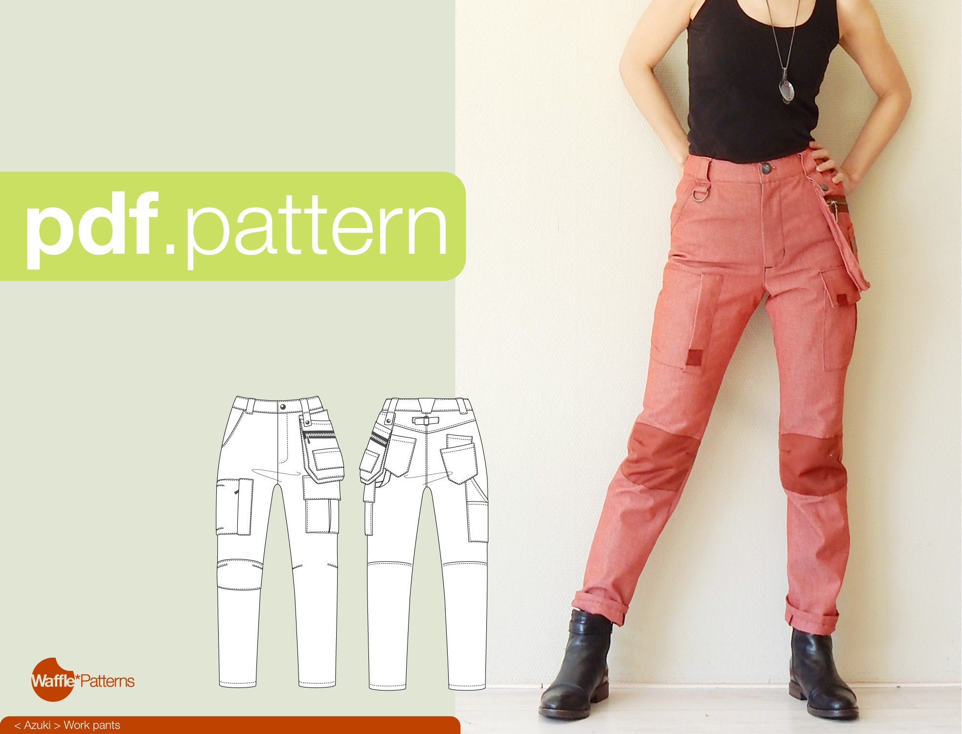 Elastic Waist Cargo Pants Sewing Pattern – Patterns For Less