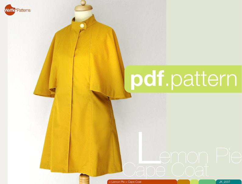 PDF sewing pattern Women Cape Coat -Lemon Pie- (size 34-48) Waffle Patterns