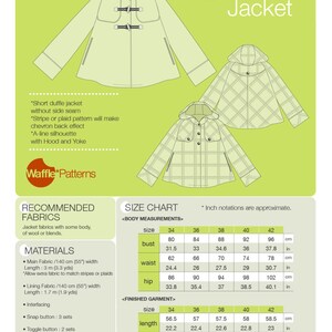 PDF sewing pattern. Women Short Duffle Jacket -Caramel- (size 34-42) Waffle Patterns