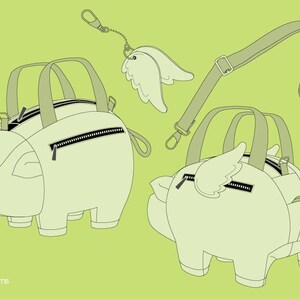 Waffle Patterns pdf sewing patterns / Biggetje, Piggy bank, Novelty bag, Accessory bag, statement bag, animal shaped bag, plushie bag, digital download