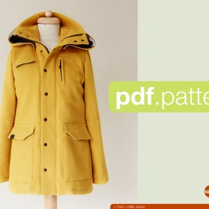 Utility Jacket -Tosti- PDF sewing pattern and illustrated tutorial, women's size EU 34-48, outdoor jacket, detachable hood, inside pocket