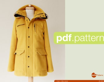 Utility Jacket PDF Sewing Pattern -Tosti- women's size EU 34-48, Detachable Hood, Outdoor Jacket, Inside Pocket