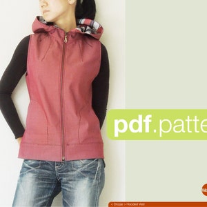 PDF sewing pattern. Women Hooded Vest -Dropje- (size 34-48)