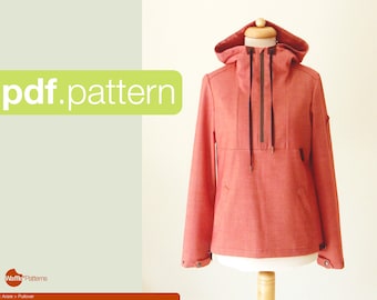 Pullover -Arare- PDF sewing pattern, women's size EU 34-50, Anorak pattern