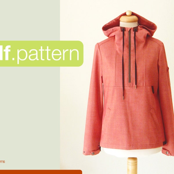 Pullover -Arare- PDF sewing pattern, women's size EU 34-50, Anorak pattern