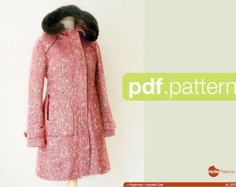 PDF sewing pattern. Women Hooded Coat -Pepernoot- (size 34-48)